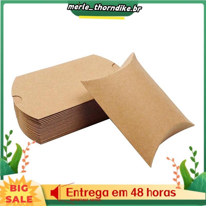 100 Caixas De Travesseiro De Papel Dos Pces , Doces Com Fio Embalagem Do Presente Casamento Natal E Dia Das Bruxas Marro