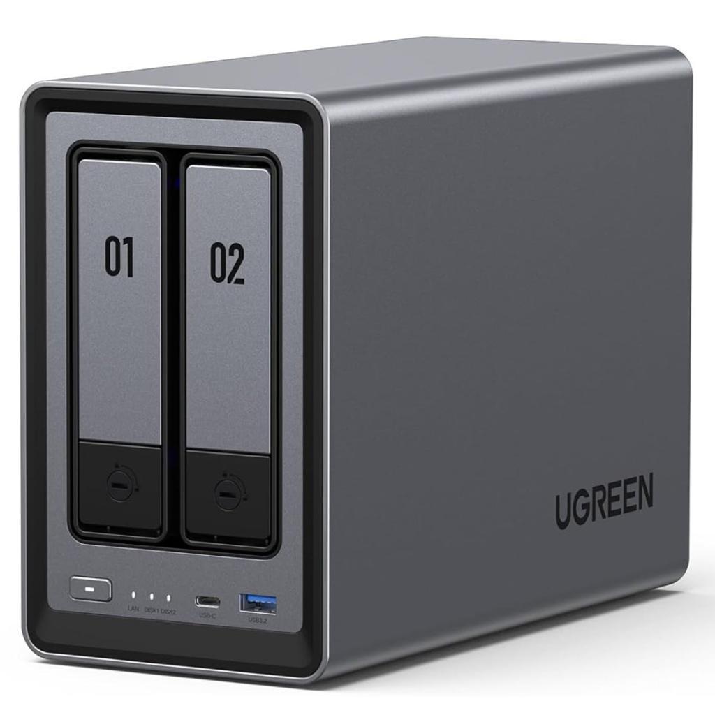 STORAGE NAS 2 BAIAS INTEL N100 QUADCORE 8GB RAM DDR5 LAN 2.5GBE HDMI 4K 2X M.2 NVME DXP2800 UGREEN - 25369
