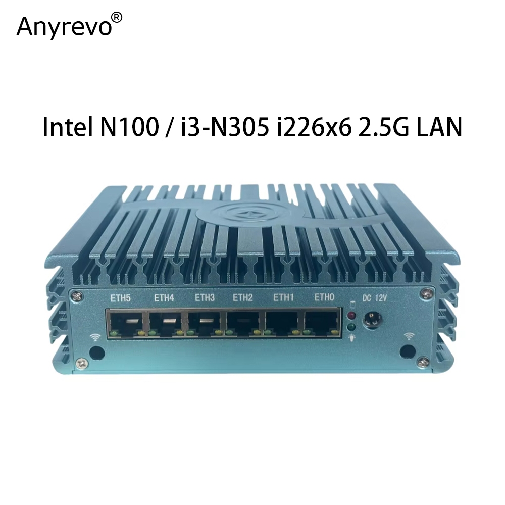 6 Lans i226-V 2.5G Intel N100 N150 Firewall Roteador Macio Sólido DDR5 1 * COM pfSense OPNsense ESXi Ventilador Mini PC