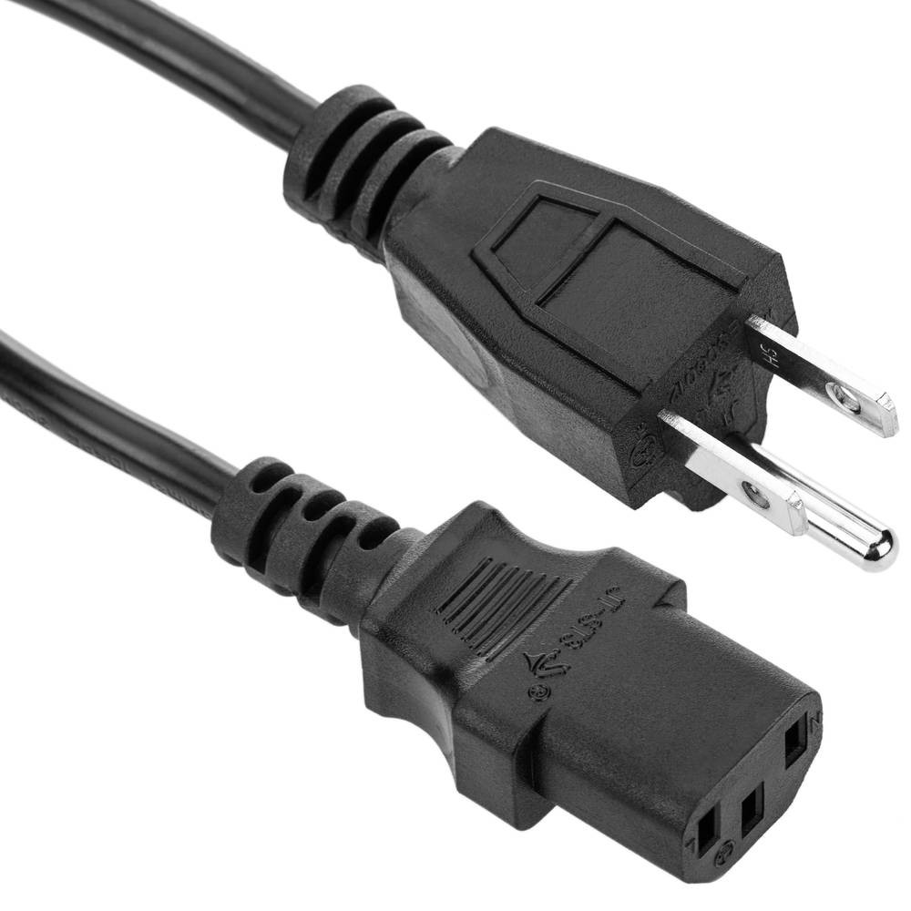 Cabo de Força 1,8 Metros. Conectores: 1 x Plug macho 2P+T 180º NEMA 5-15P (padrão antigo) + Plug Fêmea IEC 320 C13 (utilizado na Alimentação da Fonte ATX).