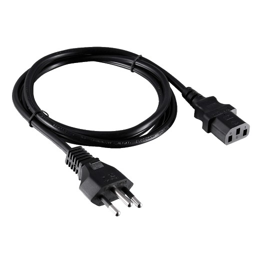 Cabo de Força 1,2 Metros. Conectores: 1x Novo Padrão Macho Tripolar  + Plug Fêmea IEC 320 C13 (utilizado na Alimentação da Fonte ATX).