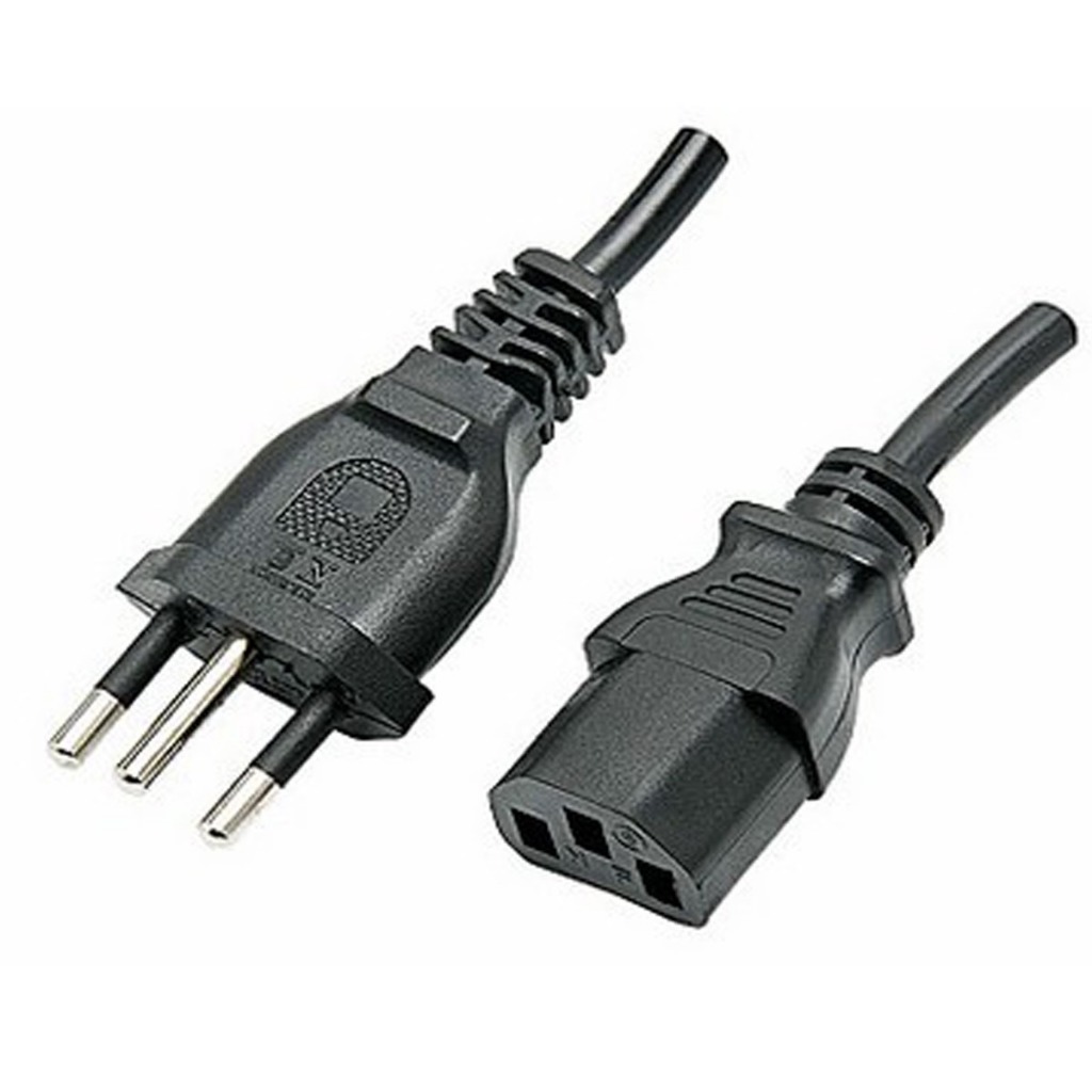 Cabo de Força 5 Metros. Conectores: 1x Novo Padrão Macho Tripolar (NBR 14136) + Plug Fêmea IEC 320 C13 (utilizado na Alimentação da Fonte ATX).
