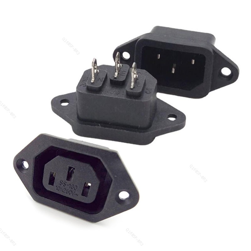 3 Pinos AC IEC Reto Fêmea Macho Soquete De Carregamento Linha Extensão Cabo Plug Conector Alimentação C13 C14 10A 250V R