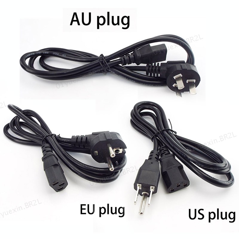 Euro Plug Eua AU Extensão Cabo LCD Elétrico 1.5m Para Impressora Monitor IEC C13 De Alimentação AC BR2L