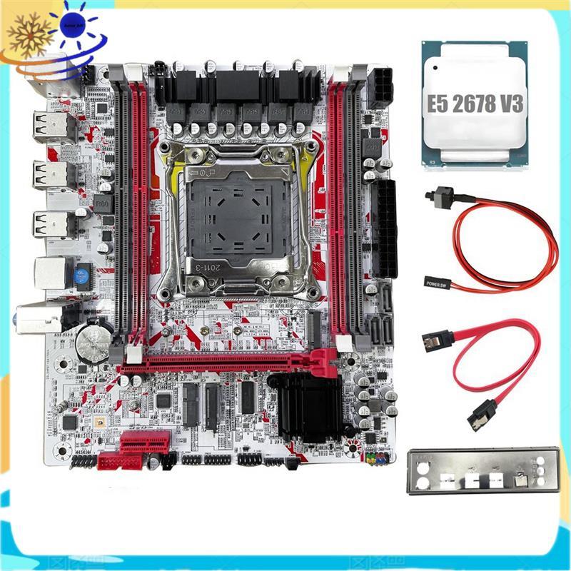 [Le's Shop] Placa-Mãe X99 + CPU E5 2678 V3 X99G757 Para Jogos LGA 2011-3 DDR3 HM55 Chip Suporta Até 64 Gb De Memória