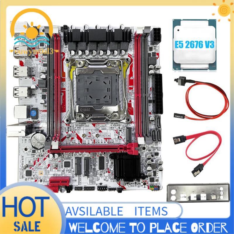 Placa-Mãe X99 + E5 2676 V3 CPU X99G757 Para Jogos LGA 2011-3 DDR3 HM55 Chip Suporta Até 64 Gb De Memória