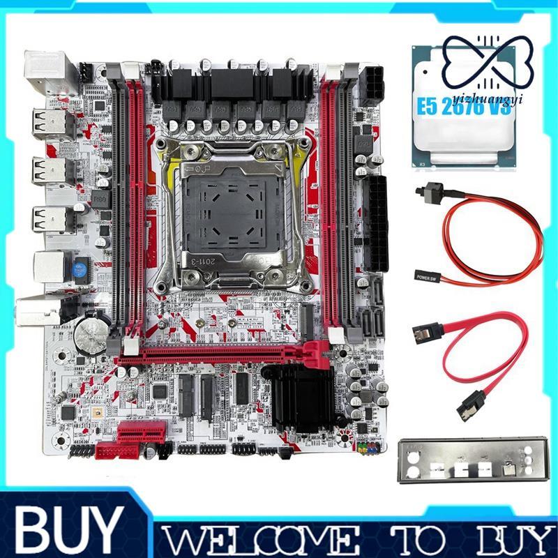 Placa-Mãe X99 + E5 2676 V3 CPU X99G757 Para Jogos LGA 2011-3 DDR3 HM55 Chip Suporta Até 64 Gb De Memória