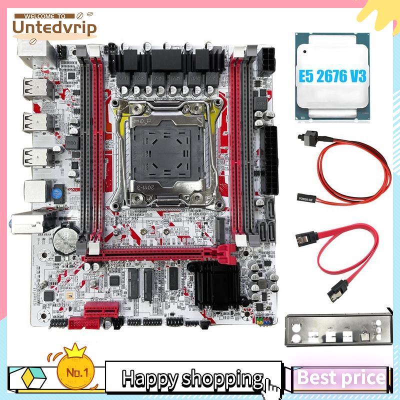 Placa-Mãe X99 + E5 2676 V3 CPU X99G757 Para Jogos LGA 2011-3 DDR3 HM55 Chip Suporta Até 64 Gb De Memória