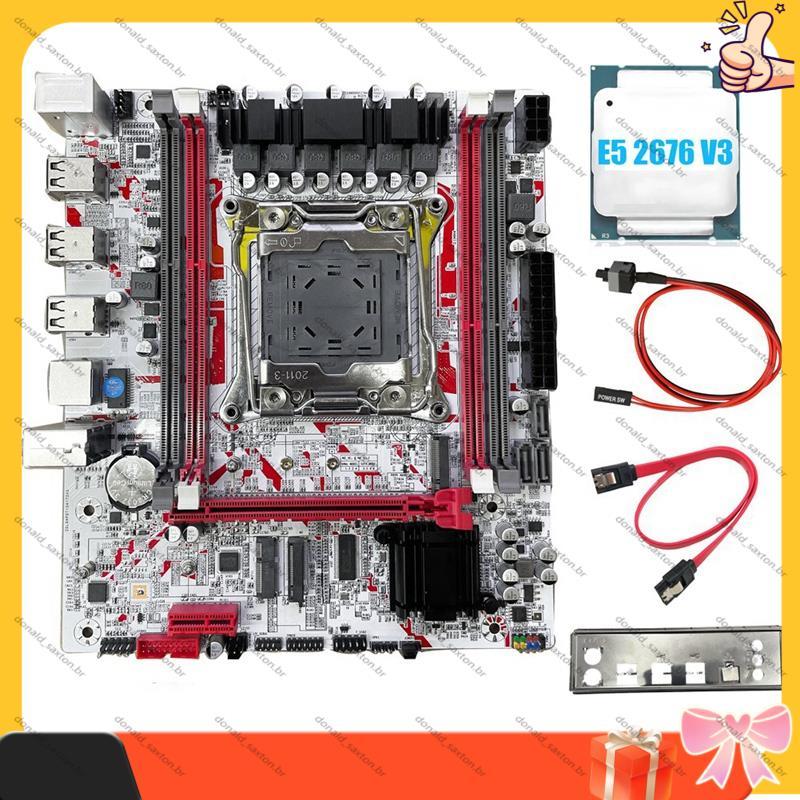 [Rápido D] Placa-Mãe X99 + CPU E5 2676 V3 X99G757 Para Jogos LGA 2011-3 DDR3 HM55 Chip Suporta Até 64 Gb De Memória