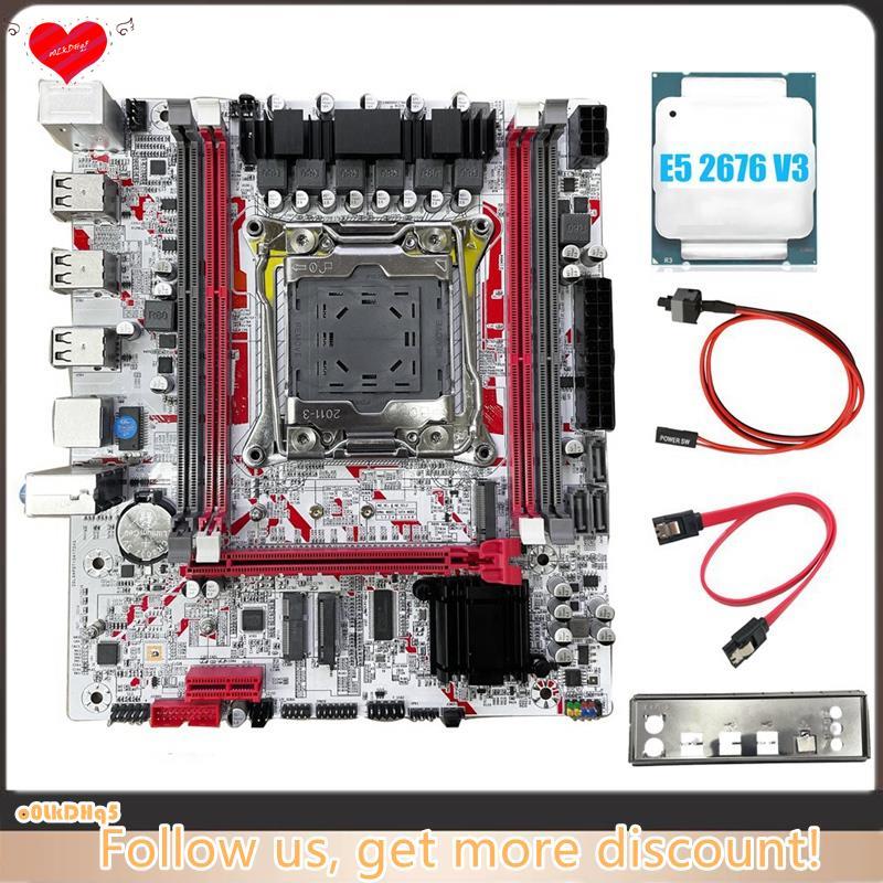 Placa-Mãe X99 + E5 2676 V3 CPU X99G757 Para Jogos LGA 2011-3 DDR3 HM55 Chip Suporta Até 64 Gb De Memória