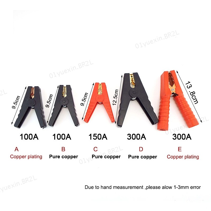 Vermelho + Preto 100A 150A 300A Crocodilo Bateria De Carro Jacaré Clipes Conector Elétrico Braçadeira De Teste Jumper Ca