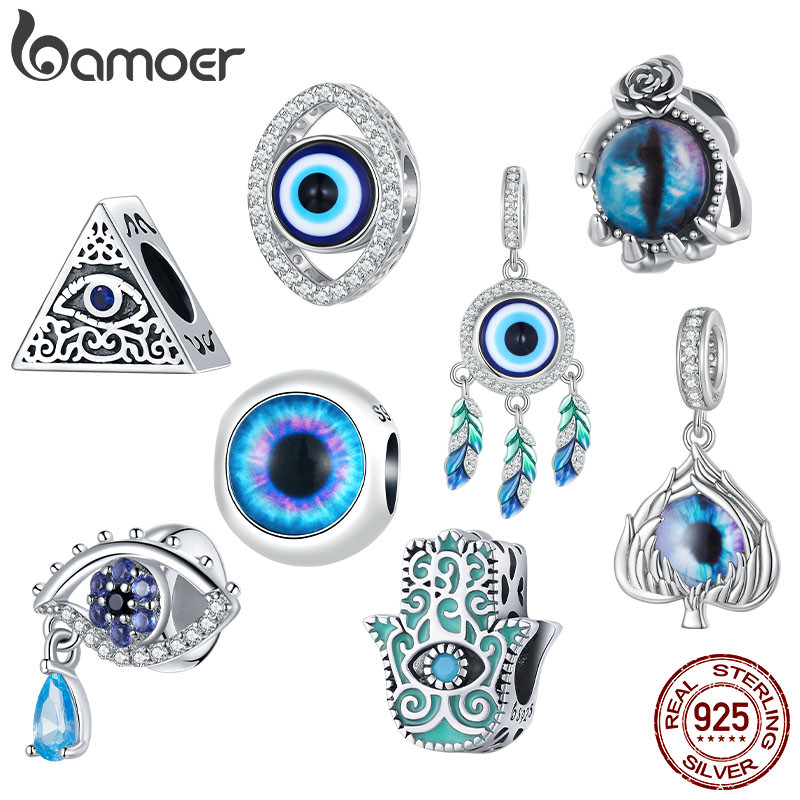 Bamoer 925 Sterling Sliver Charm Devil's Eye Lucky DIY Para Pulseira Presentes Mulheres
