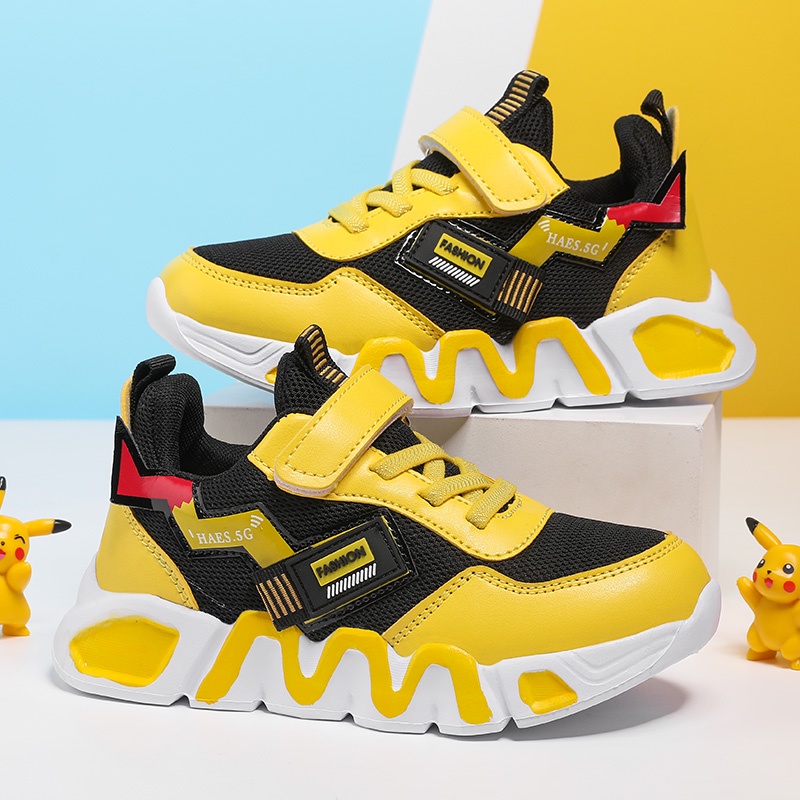 Cartoon Boys' Shoes Mesh Casual Sports Little Boys' Running Yellow Student 2023 Children's Shoes