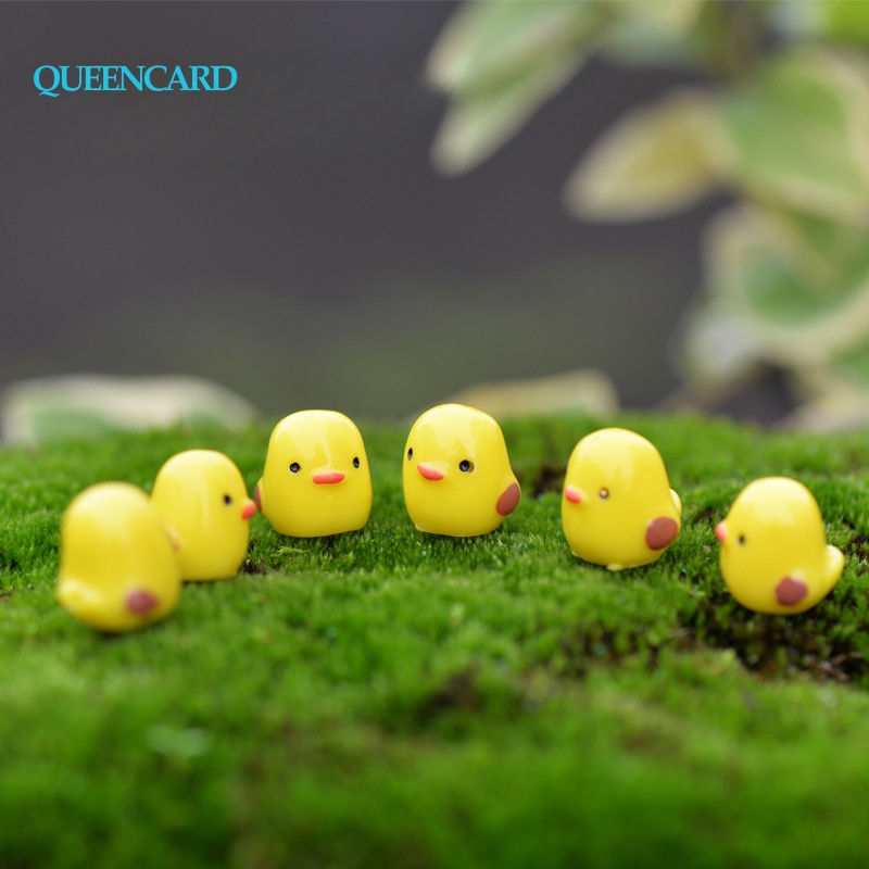 6Pcs Micro Landscape Decoration Mini Yellow Chick Cartoon Resina De Pintinho Amarelo Acessórios Suculentos