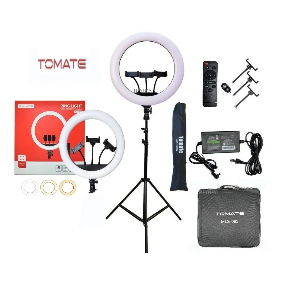 Ring Light Profissional Luz Iluminação Grande Forte Rl18 poregadas tomate original com bolsa