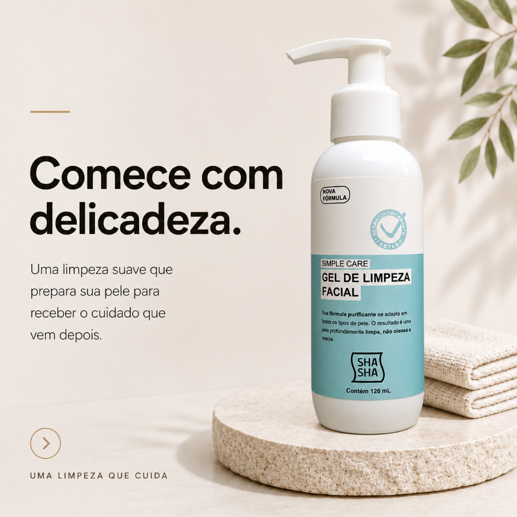 Gel de Limpeza Facial SHA SHA 120 mL para Todos os Tipos de Pele | Limpeza Suave | PCA de Zinco e Camomila