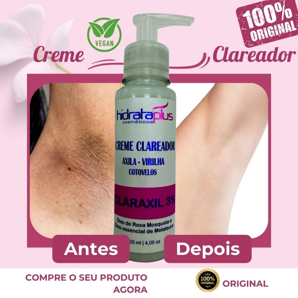 Clareador 100% Eficaz, Resultados mais rápidos, textura suave e toque Mácio, igual da TV - Para todos os tipos de Pele