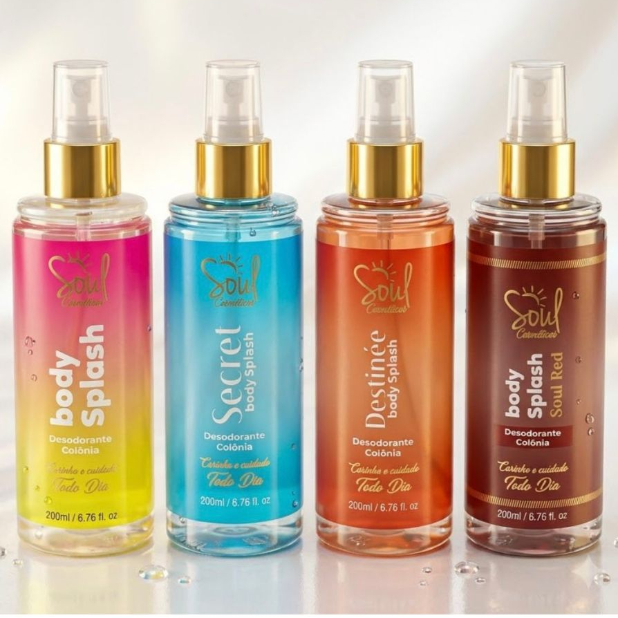 Kit 4 Body Splash Soul Cosméticos 200ml Cheiro de Mulher Elegante Todo Dia