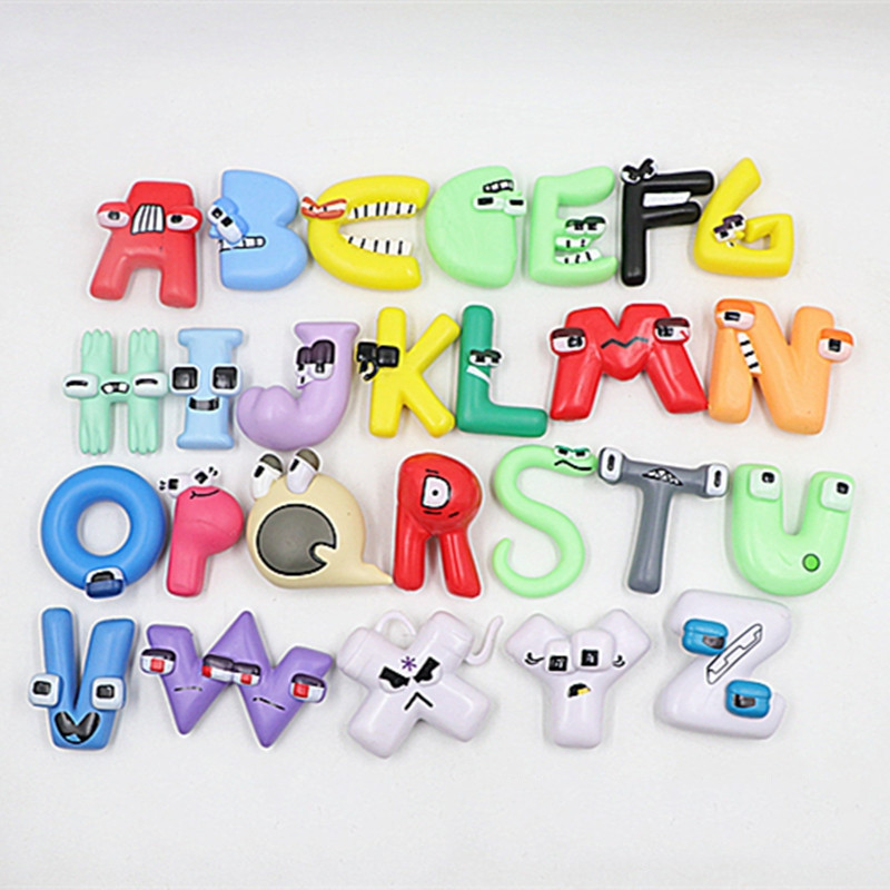 26Pcs/Set 2023 Novo Alfabeto Lore Figura Toy Anime Doll 26 Cartas Inglesas Modelo Brinquedos Infantis Montessori Plush G