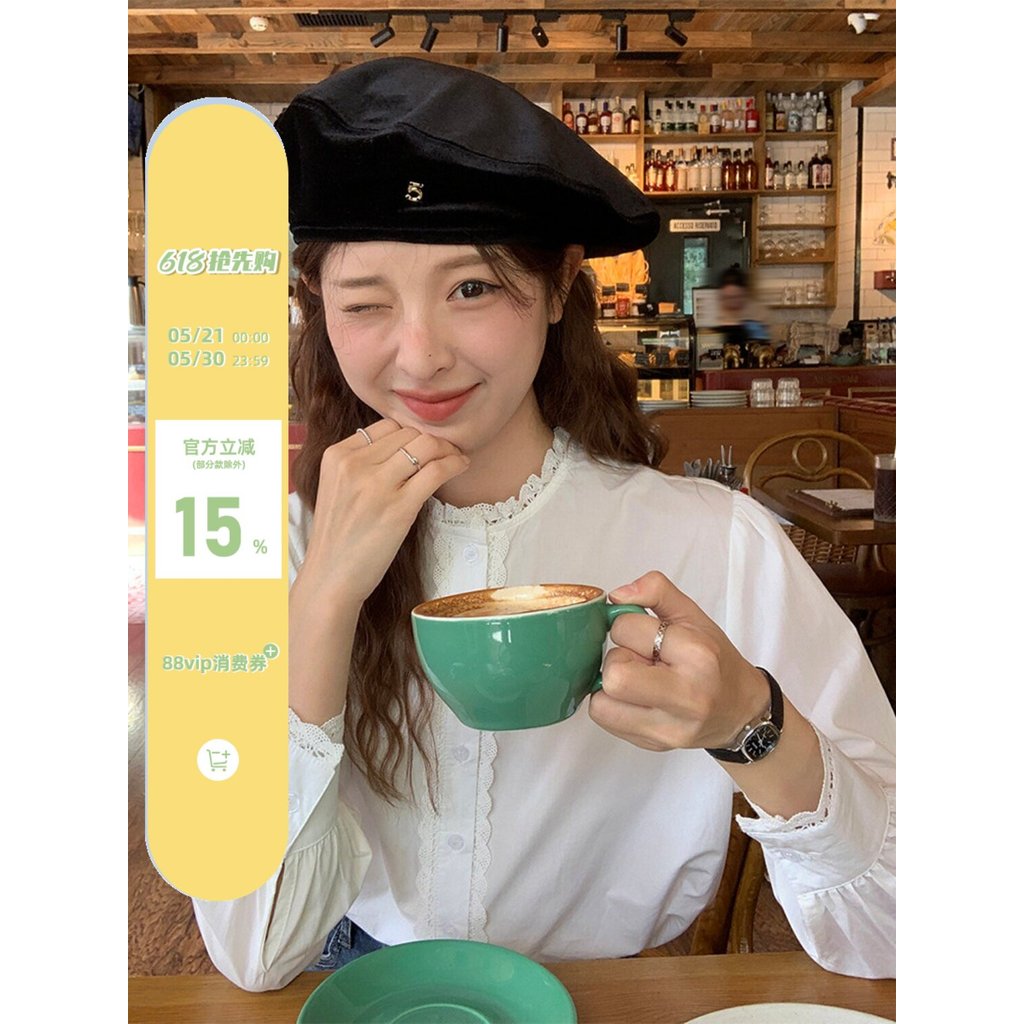 Lu Xiao tuan tuan renda guarnição camisa de manga comprida solta verão novo estilo Design sentido chá série All-Match Re