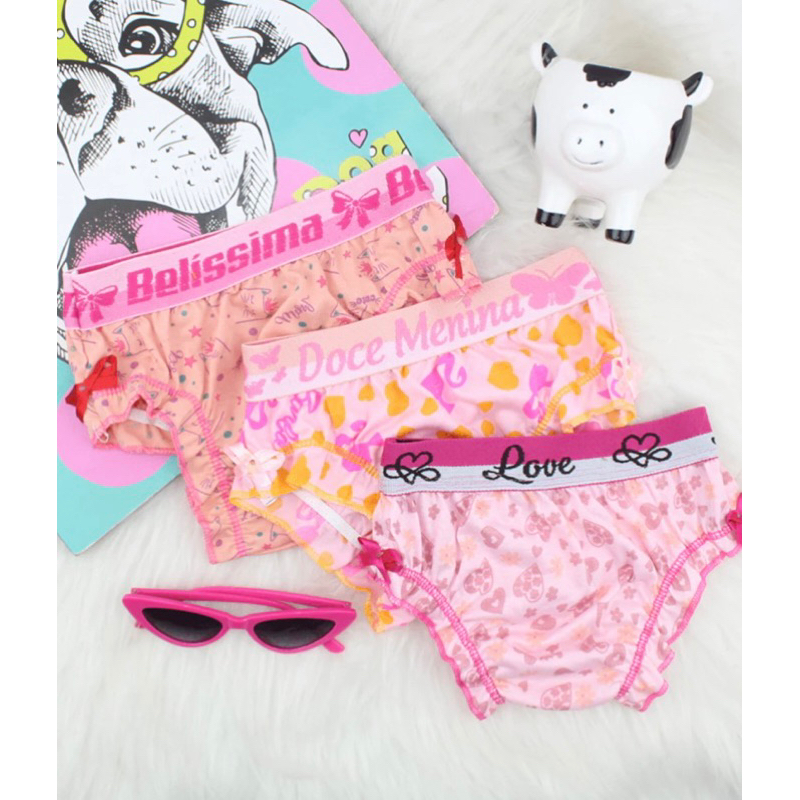 kit com 10 calcinhas cos largo atacado menina moça estampada malha conforto qualidade