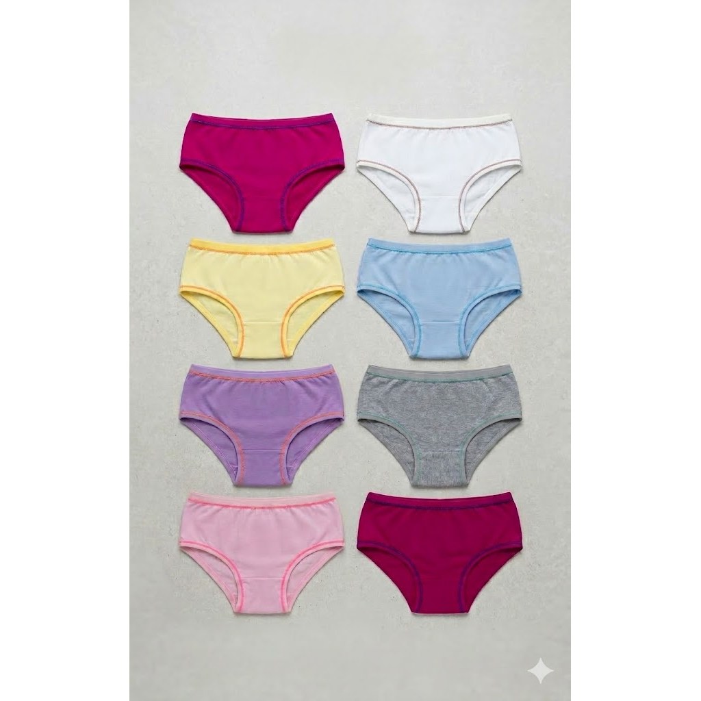 Kit Calcinha Infantil Boxer 100% Algodão Atacado - 3, 6 ou 10 Unidades Cores Sortidas Conforto Premium