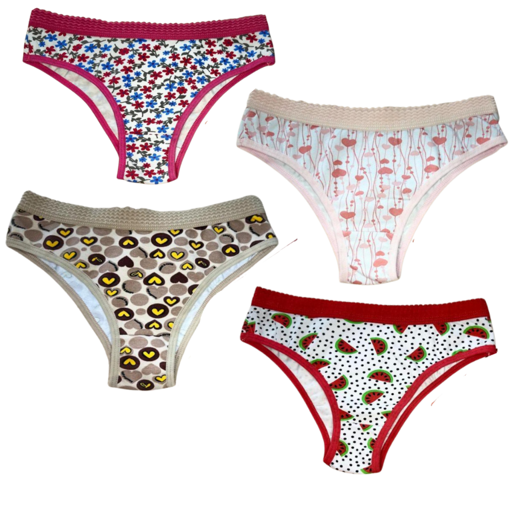Kit 5 Calcinhas Infantil Menina Cotton Algodão Forro Estampada Personagens Escola Conforto Atacado
