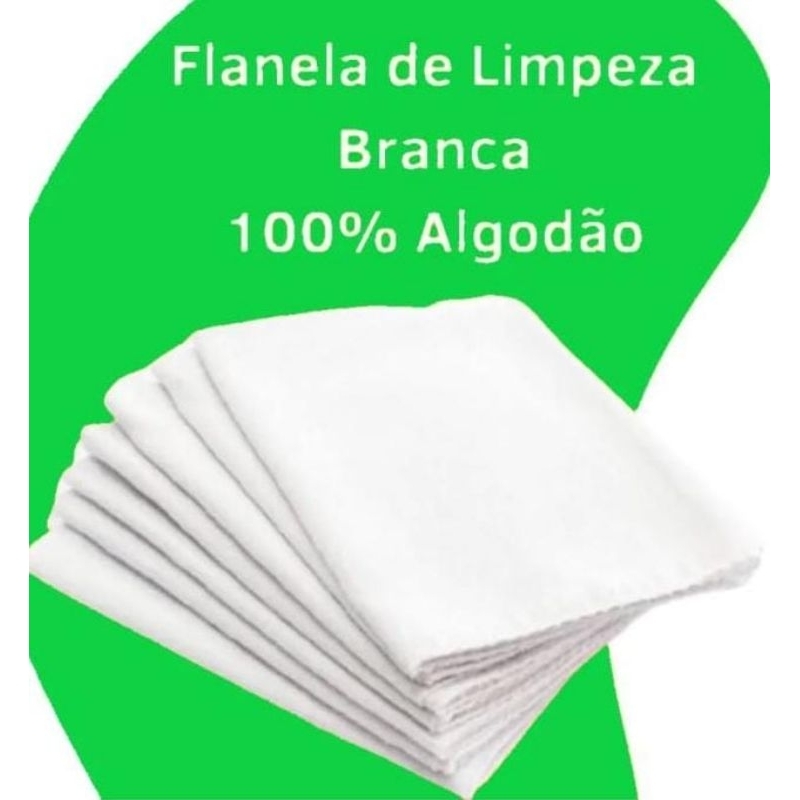 Kit 3 Flanelas Branca 100% Algodão perfeita para limpeza em geral  multiuso ideal para faxina em casa ou polimento carro