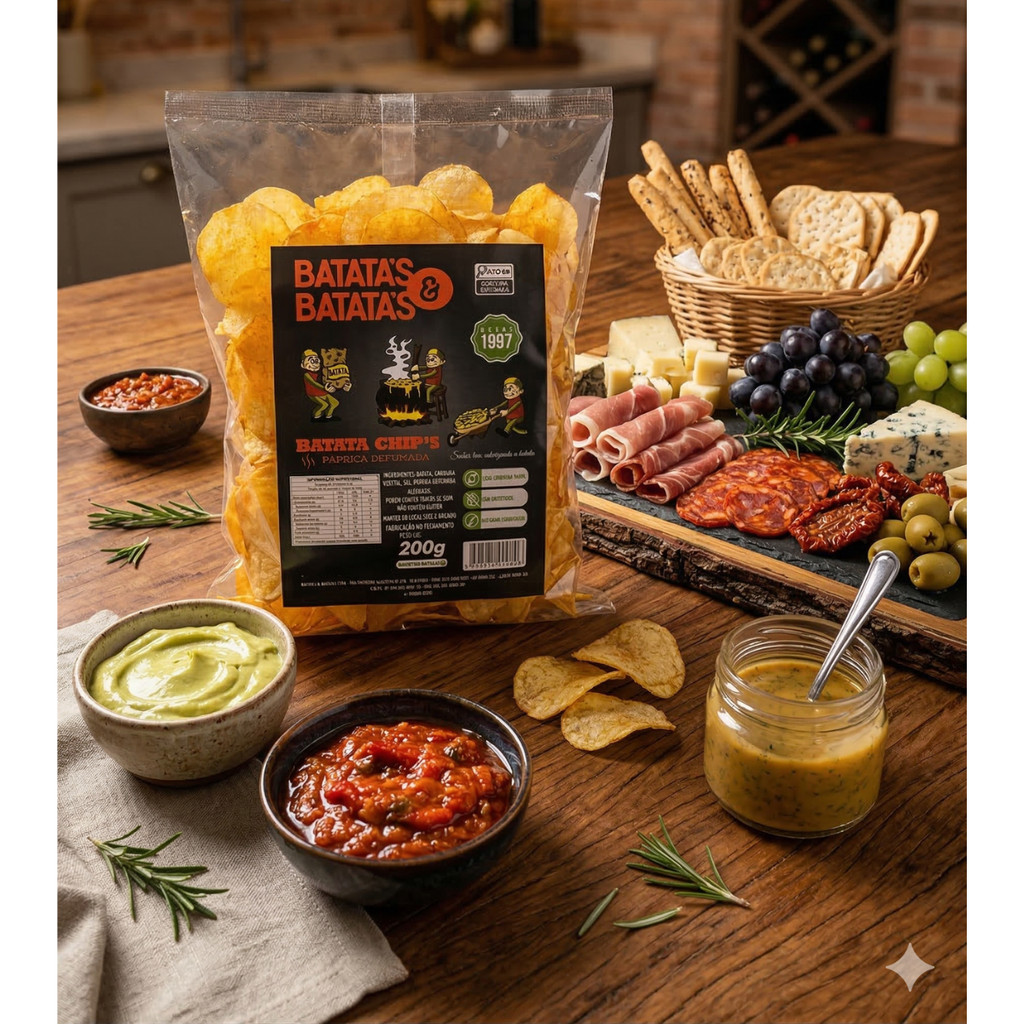 10x Batata Chips Sabor Páprica Defumada 200g Tempero Natural