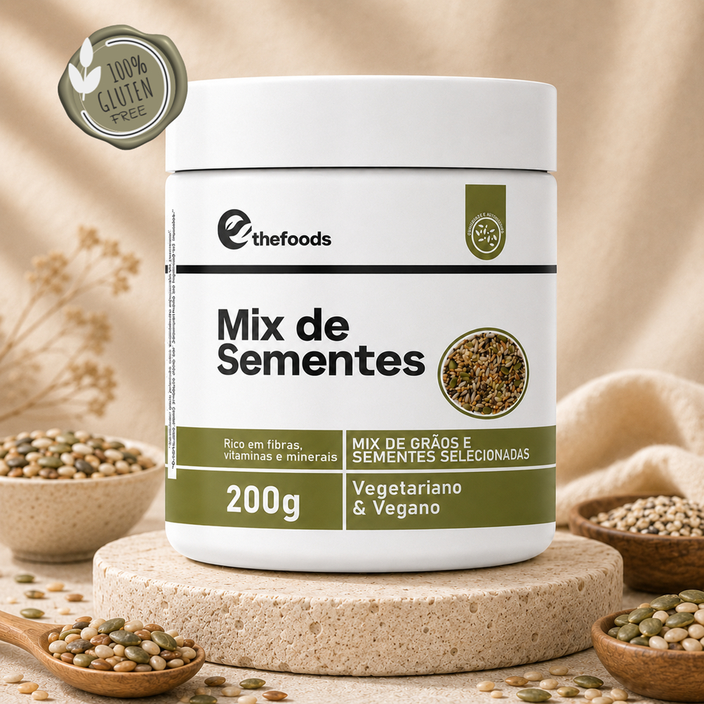 Mix de Sementes Natural 200g | Chia Linhaça Girassol Gergelim e Abóbora | The Foods