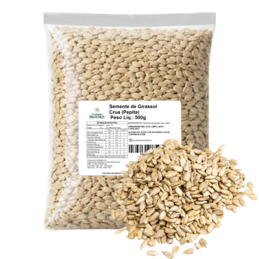 Semente de Girassol crua (pepita) natural sem conservantes 100g, 200g, 500g