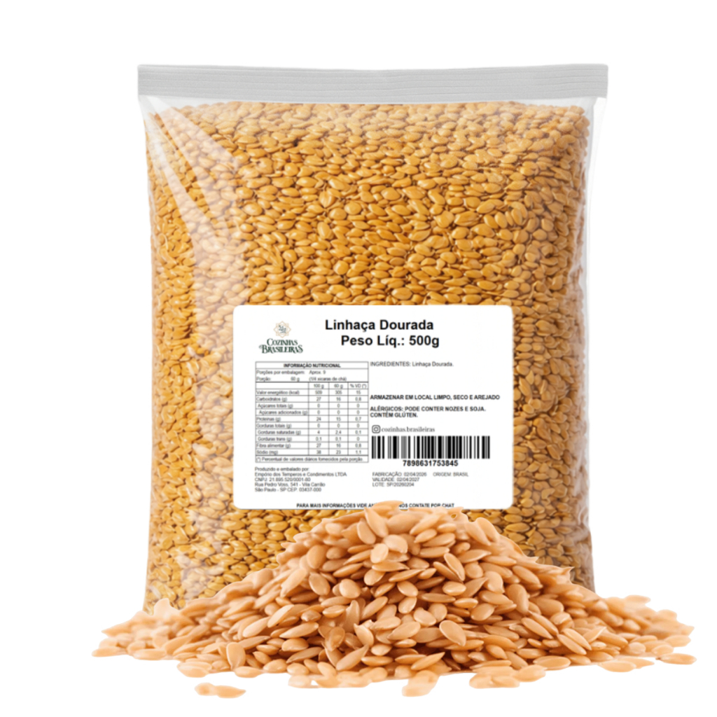 Semente de Linhaça Dourada natural 100% pura 100g, 200g, 500g