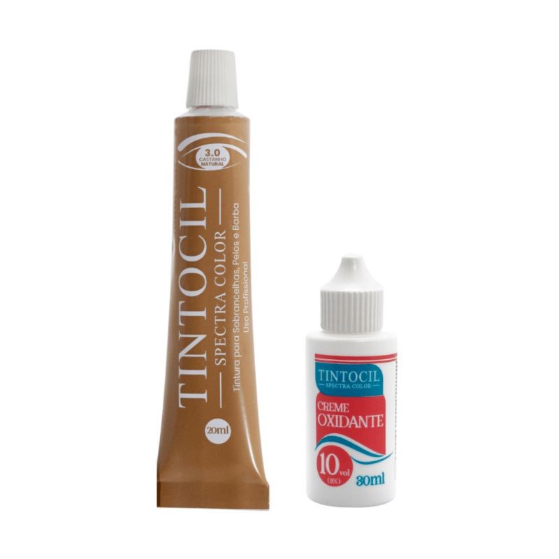Tintura Para Sobrancelhas Barba Com Oxidante Tintocil Spectra Color 3.0 Com Castanho Natural
