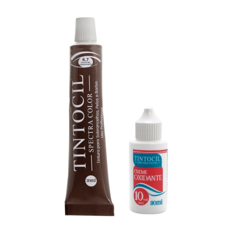 Tintura Para Sobrancelhas Barba Com Oxidante Tintocil Spectra Color 6.7 Cor Marrom Chocolate