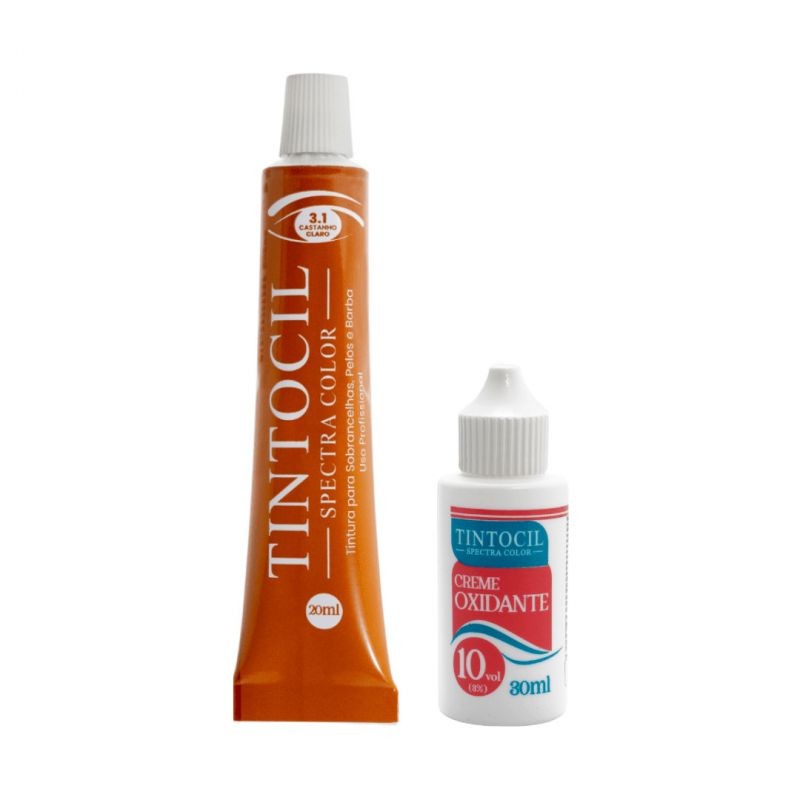 Tintura Para Sobrancelhas Barba Com Oxidante Tintocil Spectra Color 3.1 Cor Castanho Claro