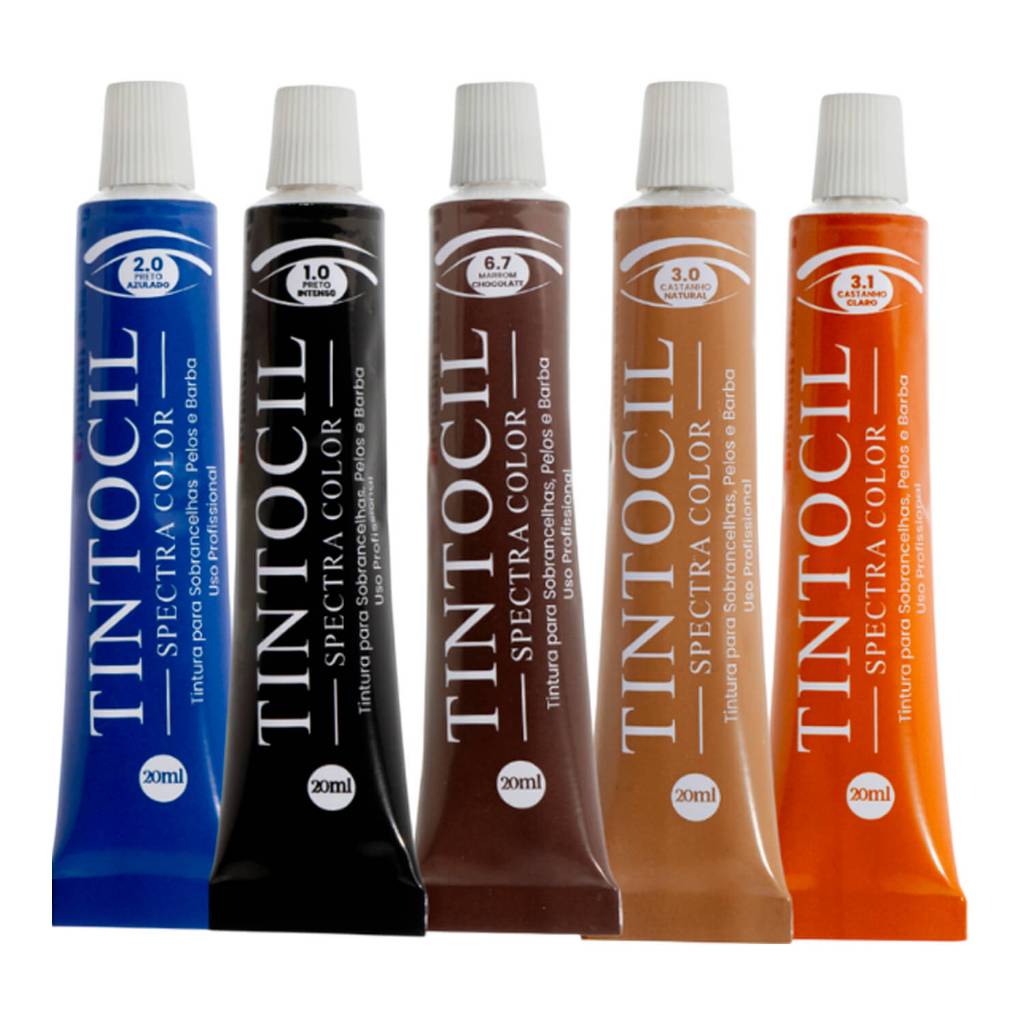 Kit Tintocil Spectra Color Tintura + Oxidante 20ml Sobrancelhas Pelos Barba Cor Variável