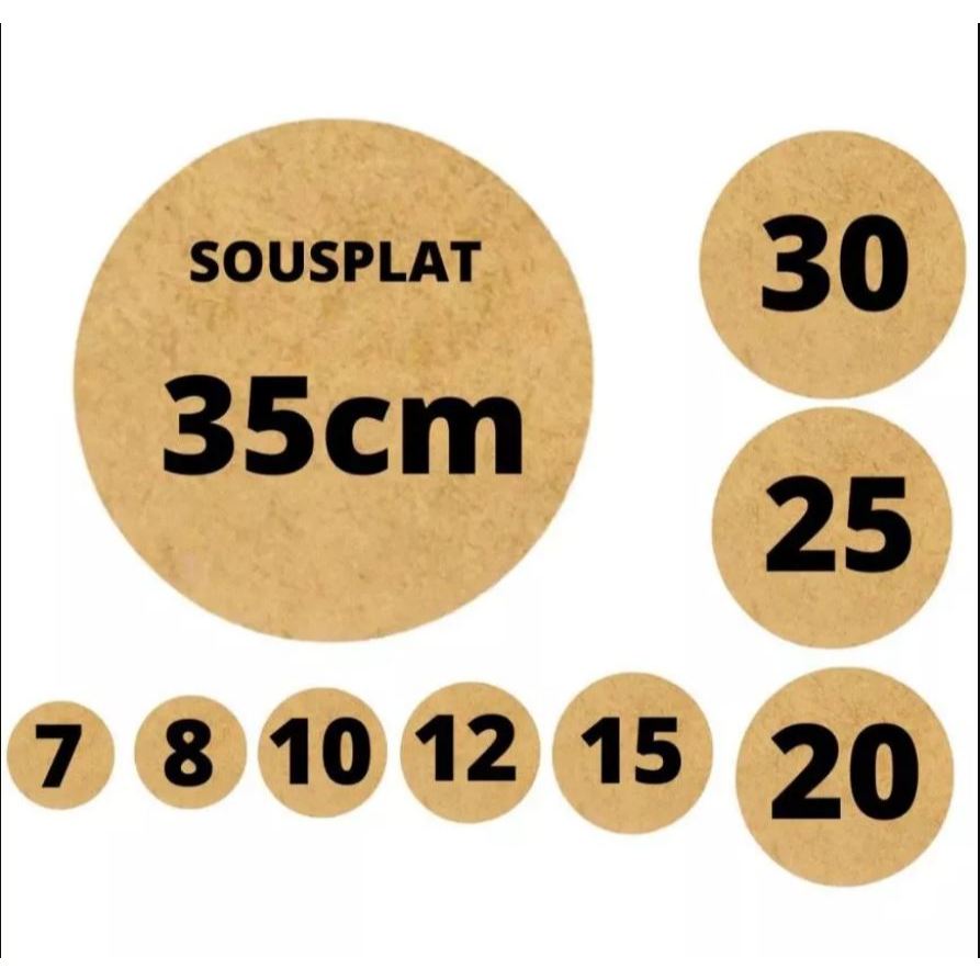 Bolachas base tabuleiro MDF Cru Circular Redonda 7cm, 8cm, 9cm, 10cm, 12cm, 15cm, 20cm, 25cm, 30cm, 35cm (unidade)