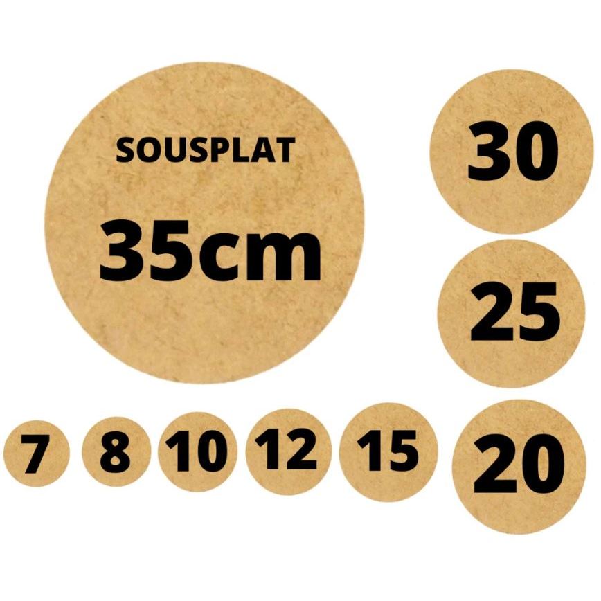 Bolachas base tabuleiro MDF Cru Circular Redonda 7cm, 8cm, 9cm, 10cm, 12cm, 15cm, 20cm, 25cm, 30cm, 35cm , 40 cm (unidad