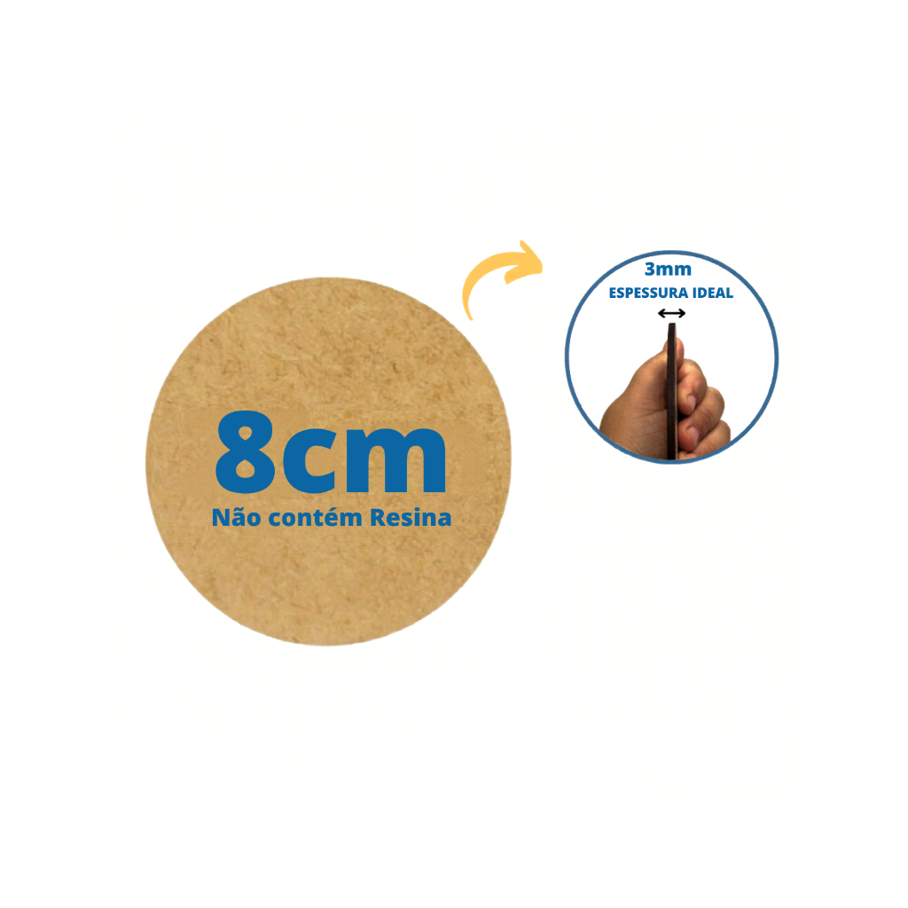 100 Bolachas/Aplique Redonda/Circulo 8cm MDF cru