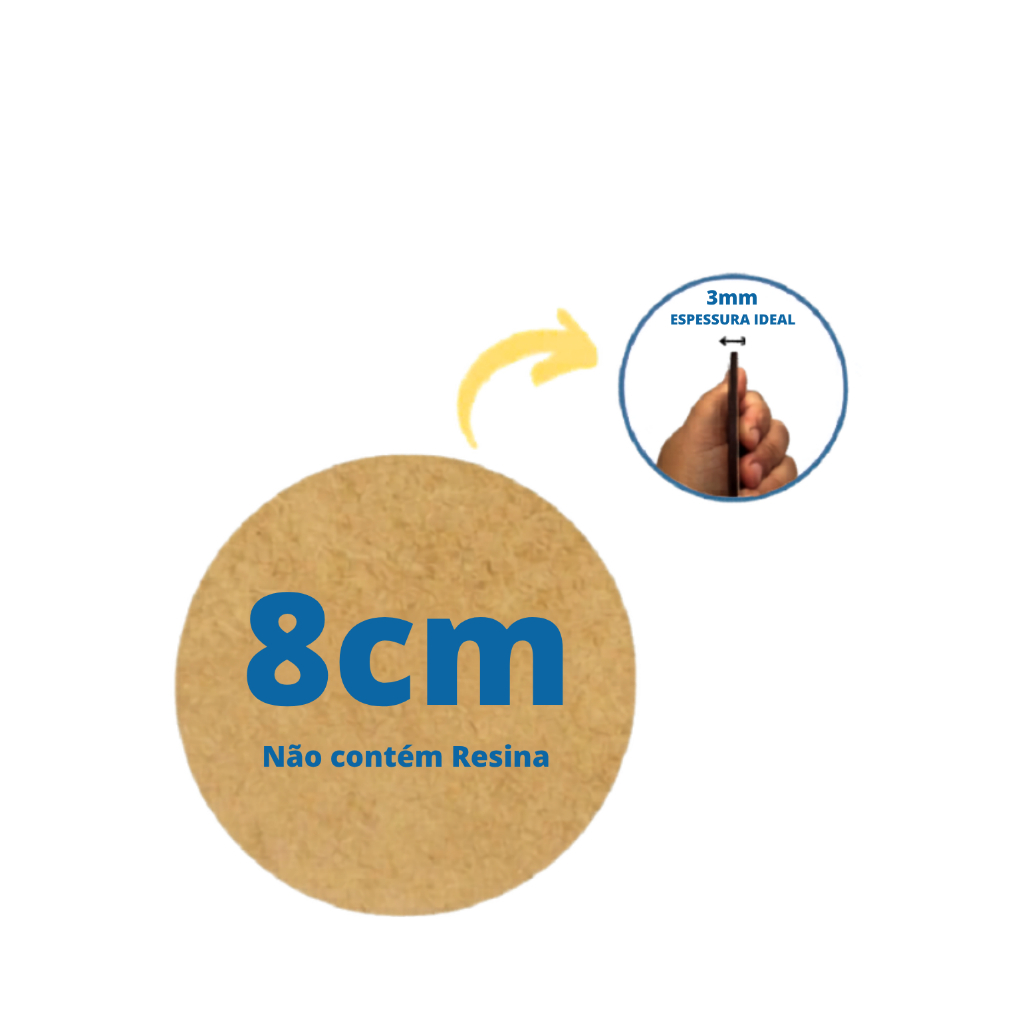 Bolachas/Aplique Redonda/Circulo 8cm MDF cru