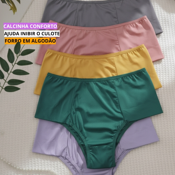 KIT 3 Calcinhas Rebeca Plus Size Cós Alto Levanta bumbum Forro 100% Algodão Ultra Conforto