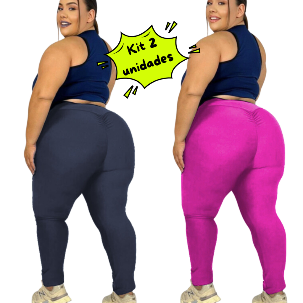 Kit 2 Calça Legging levanta bumbum Plus Size 44 ao 54 Curves feminino academia Fitness