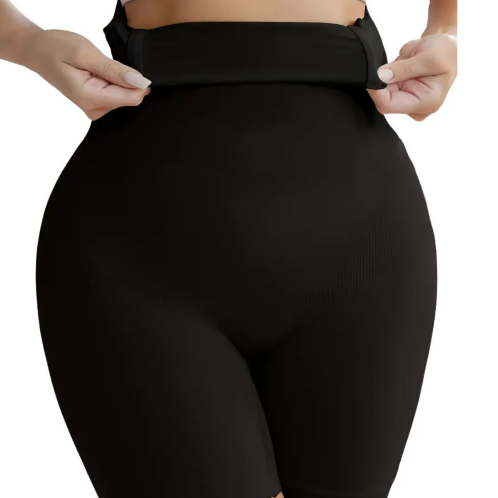 Kit Short Cinta Modeladora até Plus Size Feminina Cintura Alta Efeito Levanta Bumbum Compressão Bermuda, Reduz Medidas