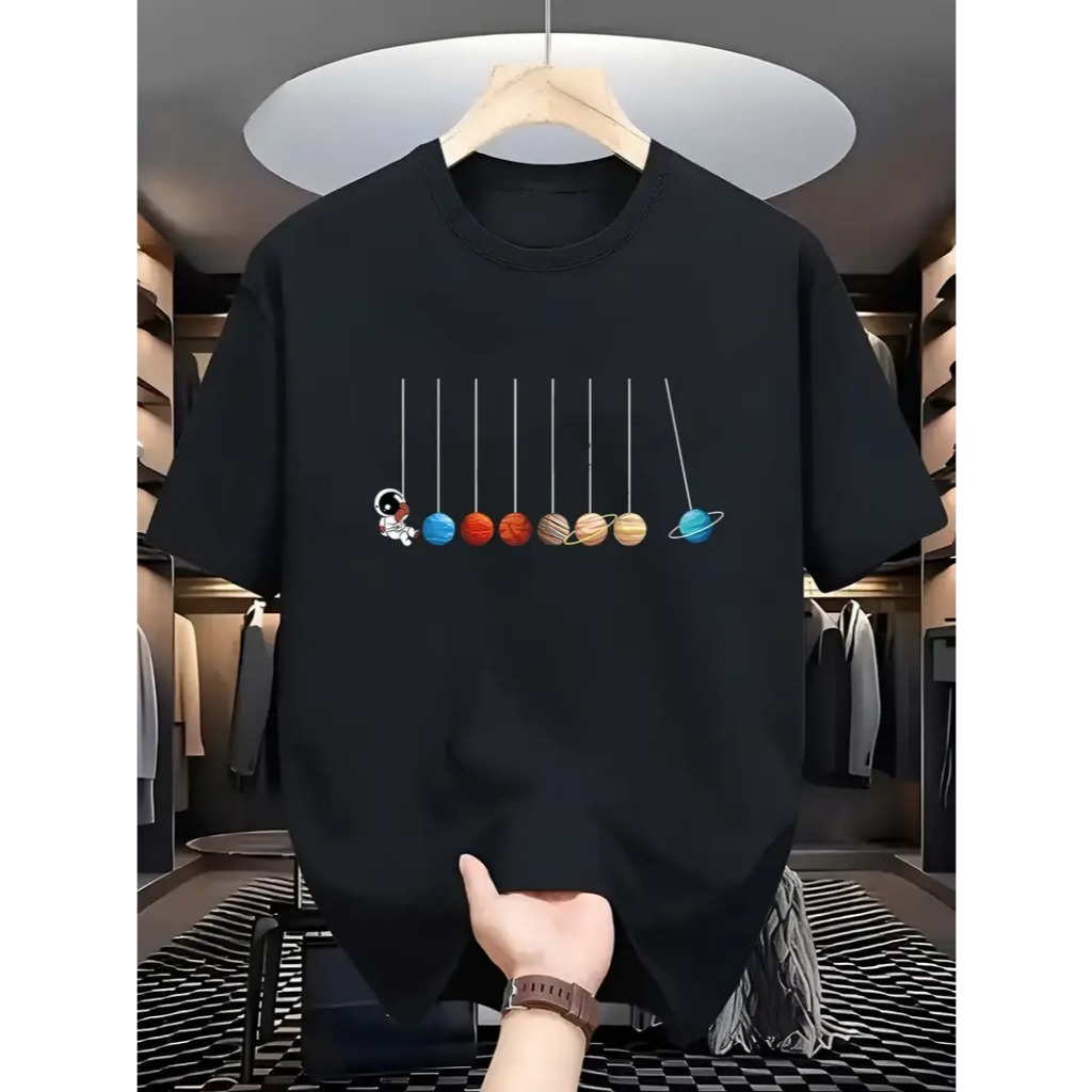 Camiseta Masculina Algodão Adulto Infantil PlusSize Atronauta Planetas mini Streetwear Moda Premium