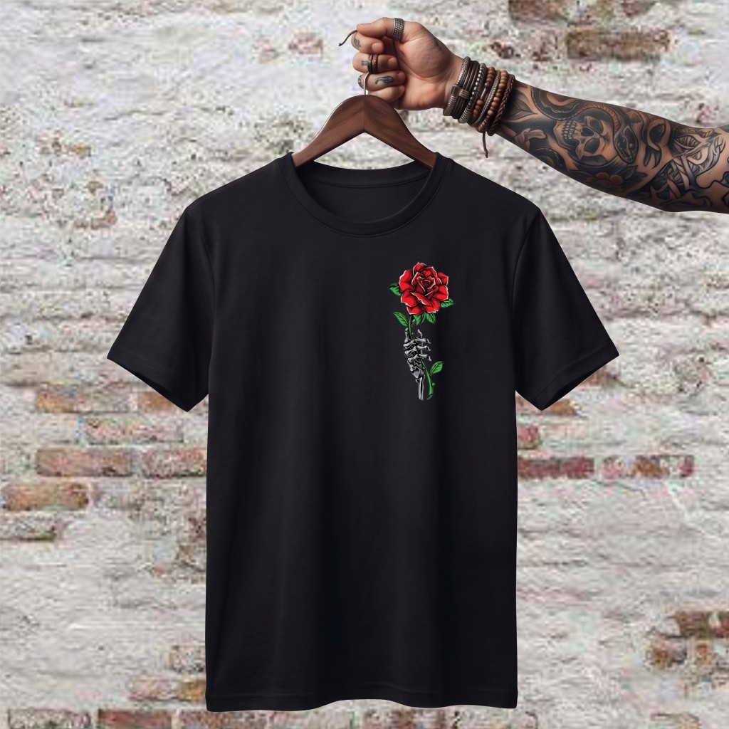 Camisa Camiseta Masculina Streetwear Blusa Unissex 100% Algodão Premium Flor Feminina Moda Mini Logo