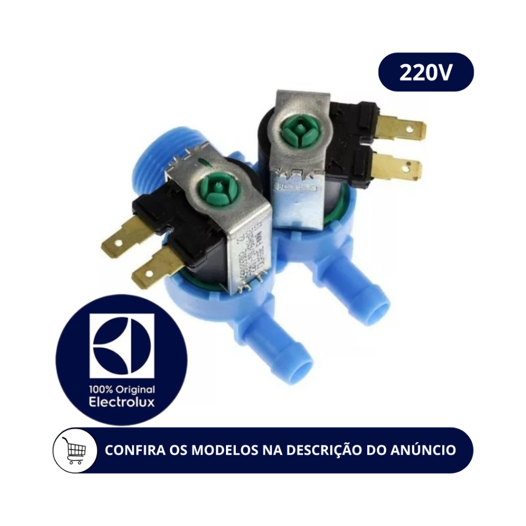 VALVULA ENTRADA AGUA DUPLA 2 VIAS ELECTROLUX 220V ORIGINAL A99089302 - LDD16 - LTD11 - LTD13 - LTD15 - LTD16