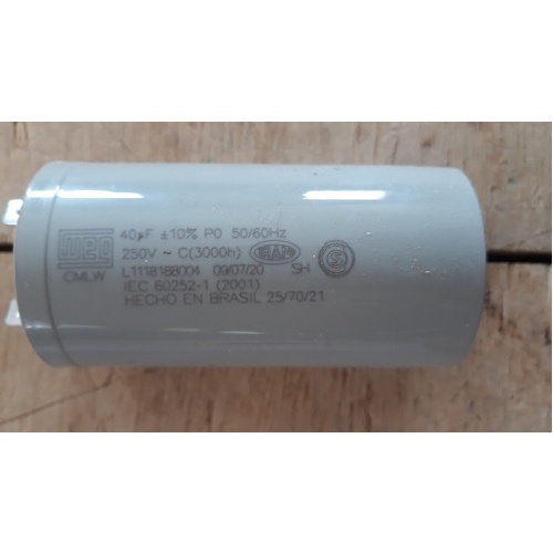 Capacitor de partida 40uF Lavadora Electrolux 110v Ltd15 Ltd16 Lte09 Lte12
