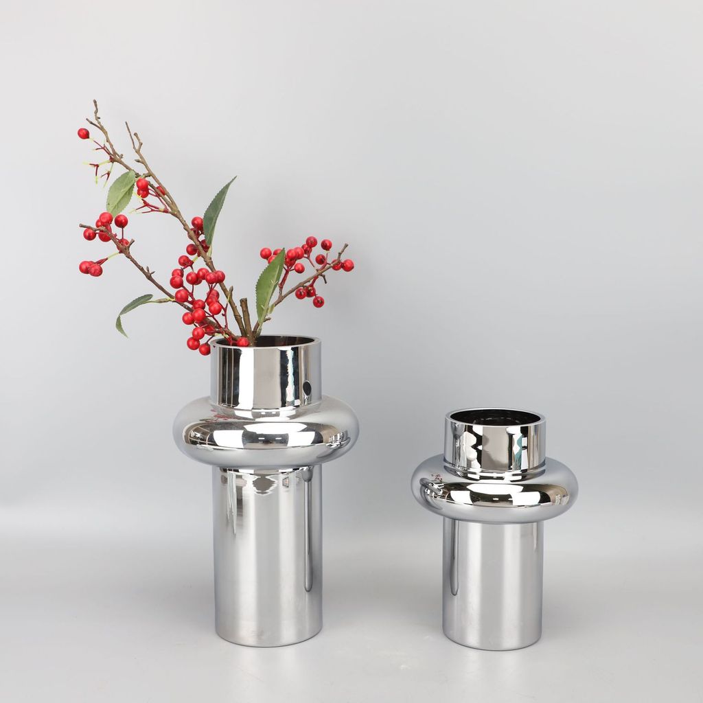 6YWC Modern minimalist creative electroplated glass vase flower container decoration for living room, model room, and di