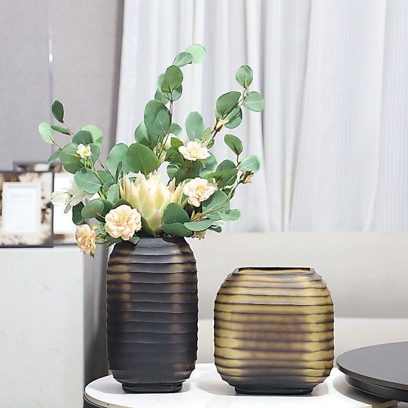 BBGO Nordic-style creative square handcrafted glass vase, decorative flower container, ornament for entryway, TV cabinet