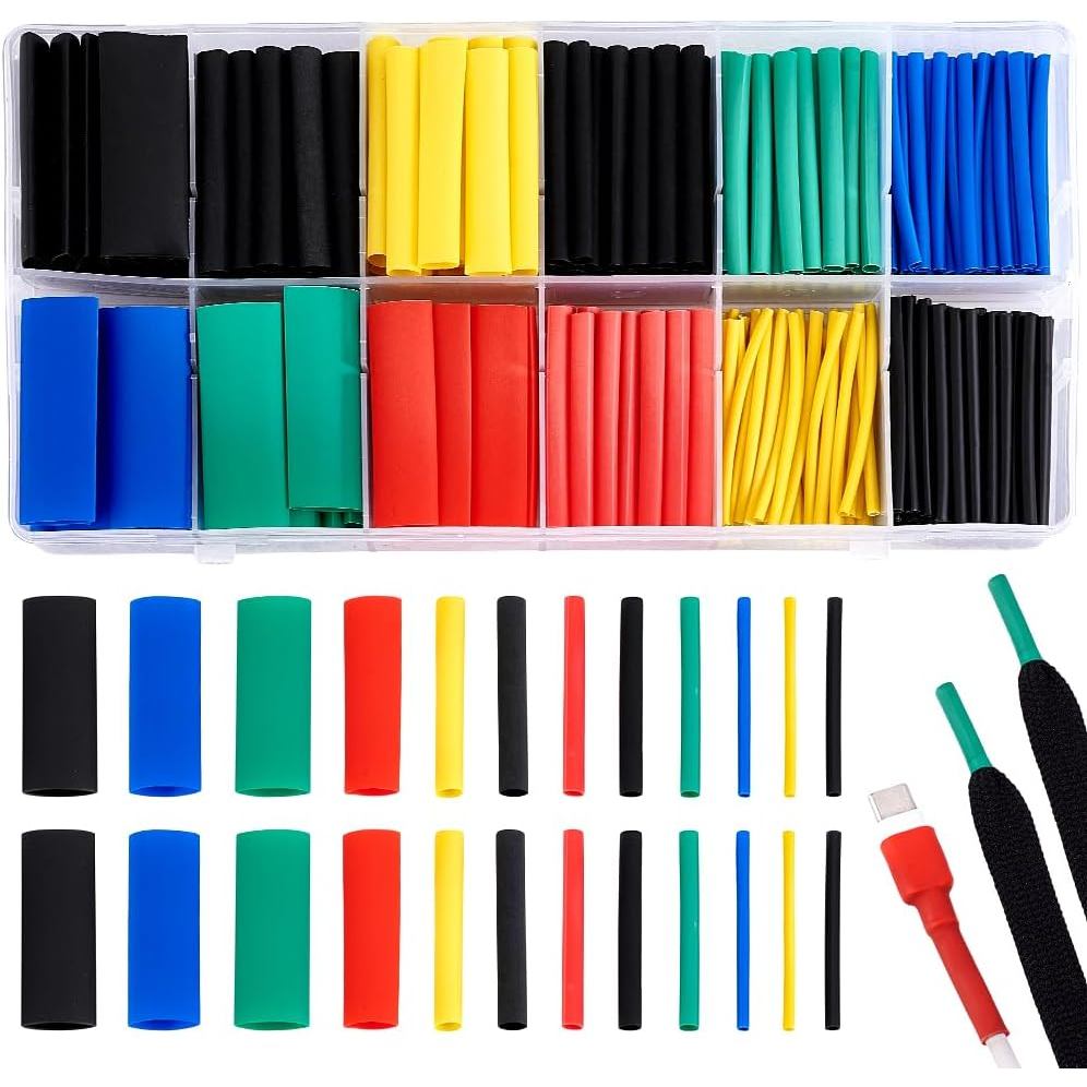 PH PandaHall 280pcs Aglet Repair Kit 1.7 inch Heat Shrink Tubing 3~17mm Wide Shoe Lace Ends Repair Aglet Tips Shoelace T
